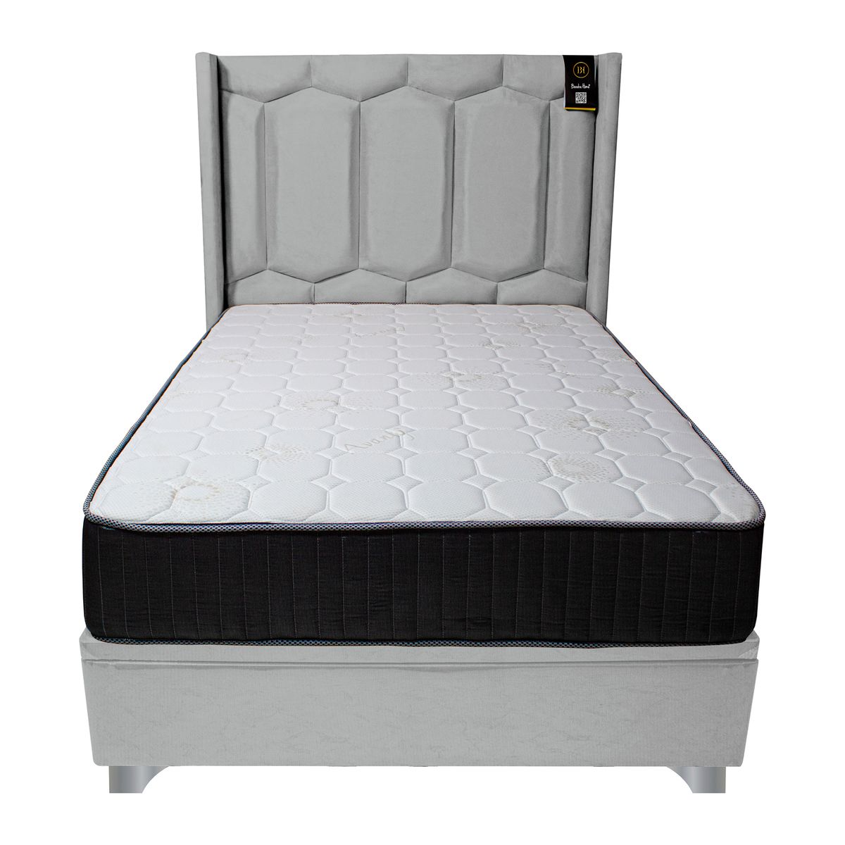 BH BARAKA HOME PREMIUM - Dormitorio Boxet Neiva 2 Plz - Gris Claro
