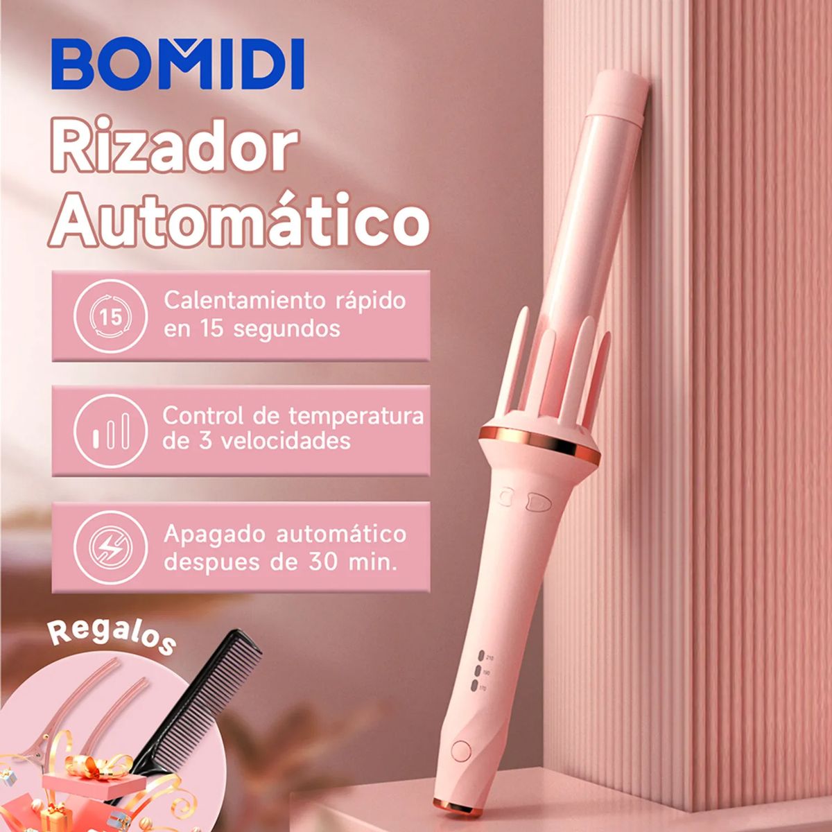 BOMIDI - Rizador Automático de Cabello Bomidi HC02 Rosado