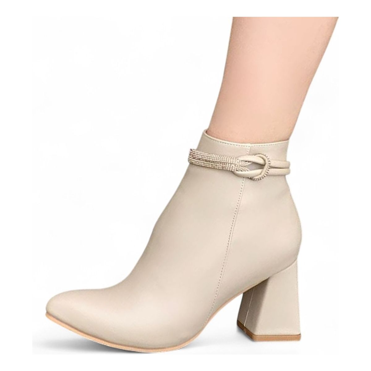 GENERICO - Botin Mujer Detalle Lindo 2086L-65 Taco 7 Color Beige