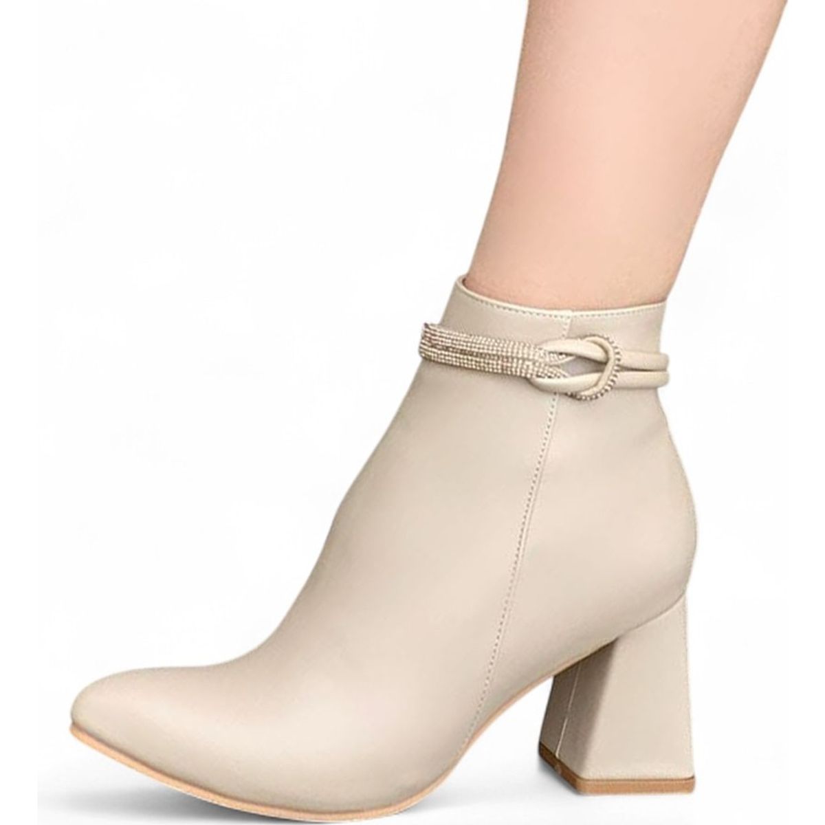 GENERICO - Botin Mujer Detalle Lindo 2086L-65 Taco 7 Color Beige