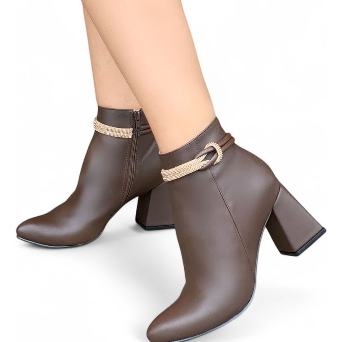 GENERICO - Botin Mujer Detalle Lindo 2086L-65 Taco 7 Color Marron