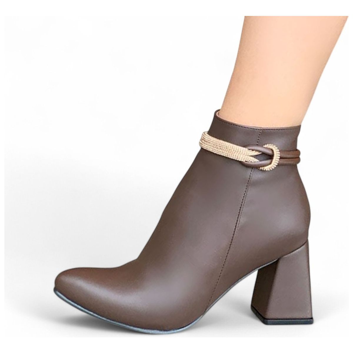 GENERICO - Botin Mujer Detalle Lindo 2086L-65 Taco 7 Color Marron
