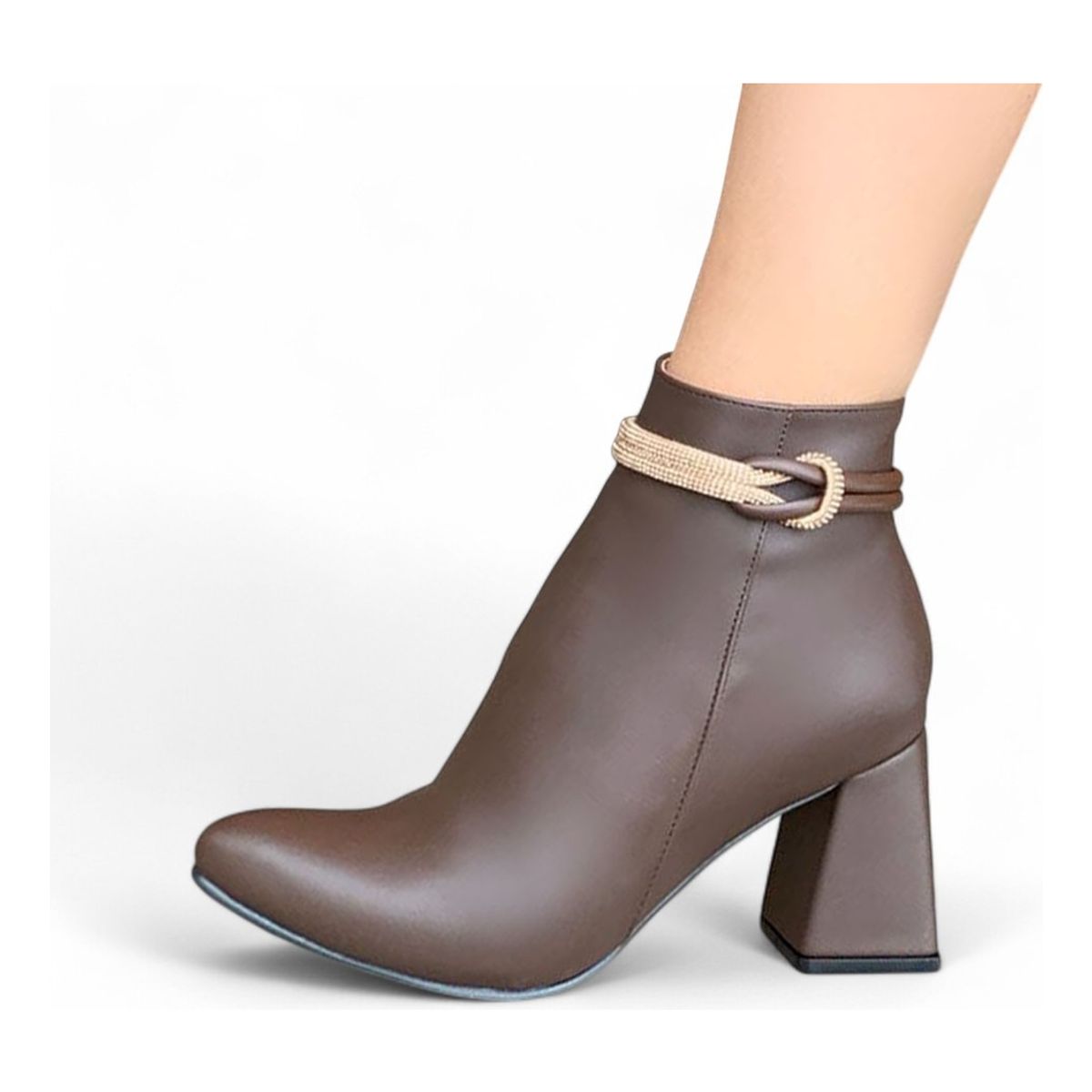 GENERICO - Botin Mujer Detalle Lindo 2086L-65 Taco 7 Color Marron