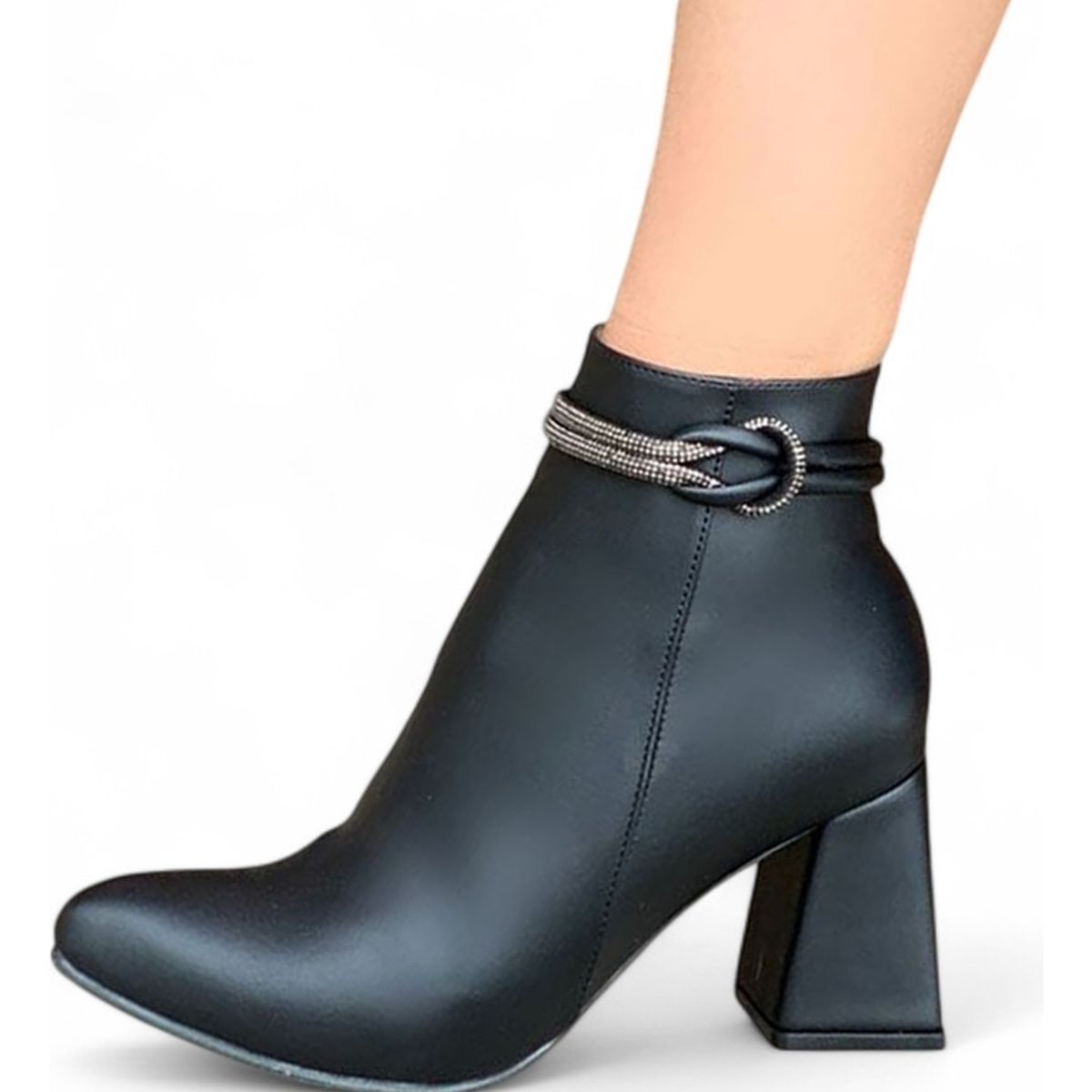 GENERICO - Botin Mujer Detalle Lindo 2086L-65 Taco 7 Color Negro