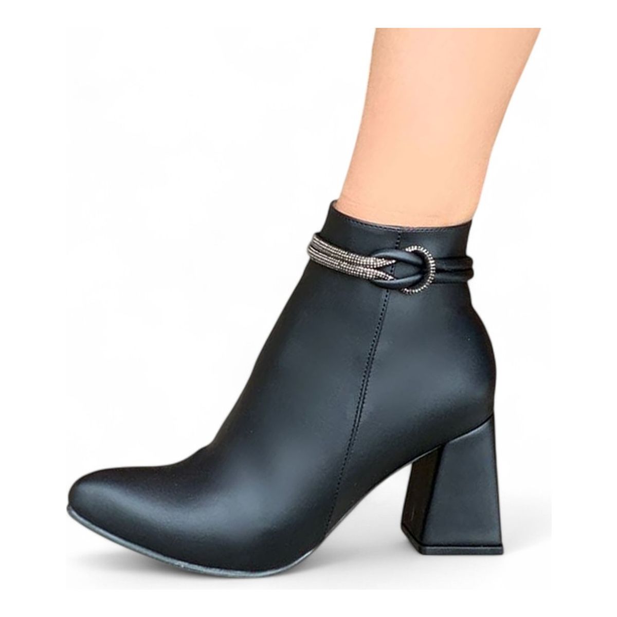 GENERICO - Botin Mujer Detalle Lindo 2086L-65 Taco 7 Color Negro