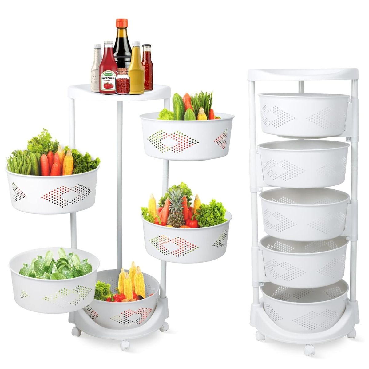 ELMEJORPRECIO - Estante Organizador Redondo de 5 Niveles Giratorio