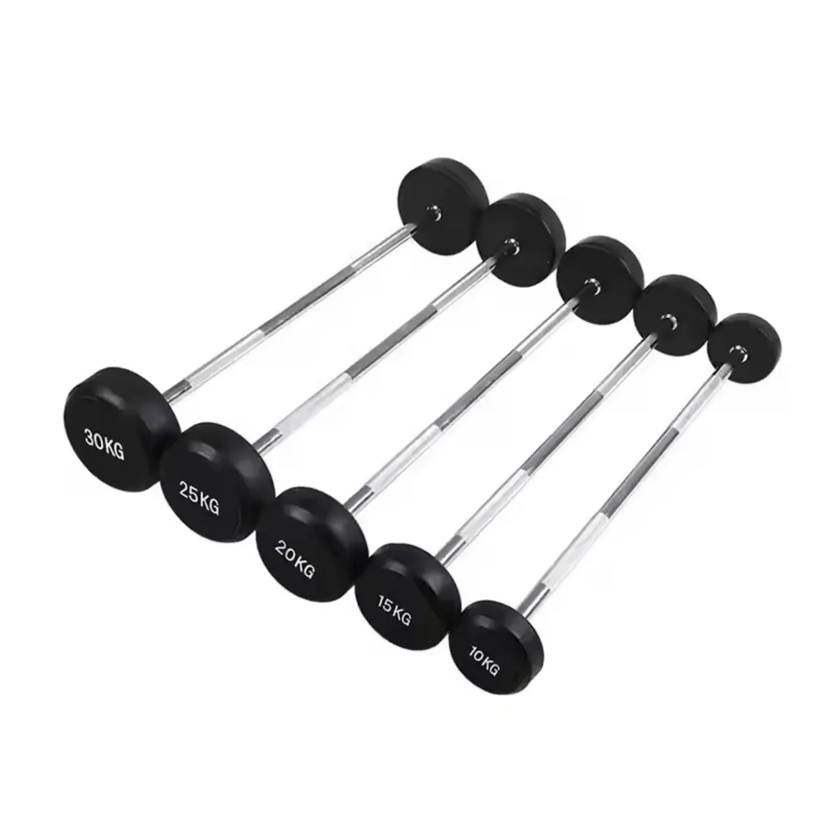 ALPHA GYM - Barra Recta con Peso Fijo Acero cromado