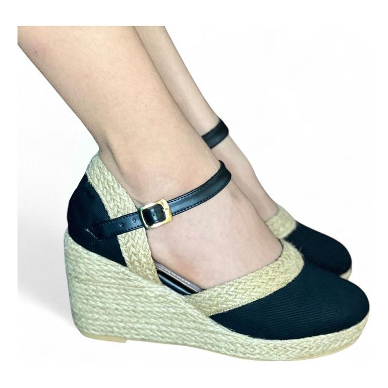 GENERICO - Alpargata Mujer Casual Taco 7 2086L-50 Color Negro