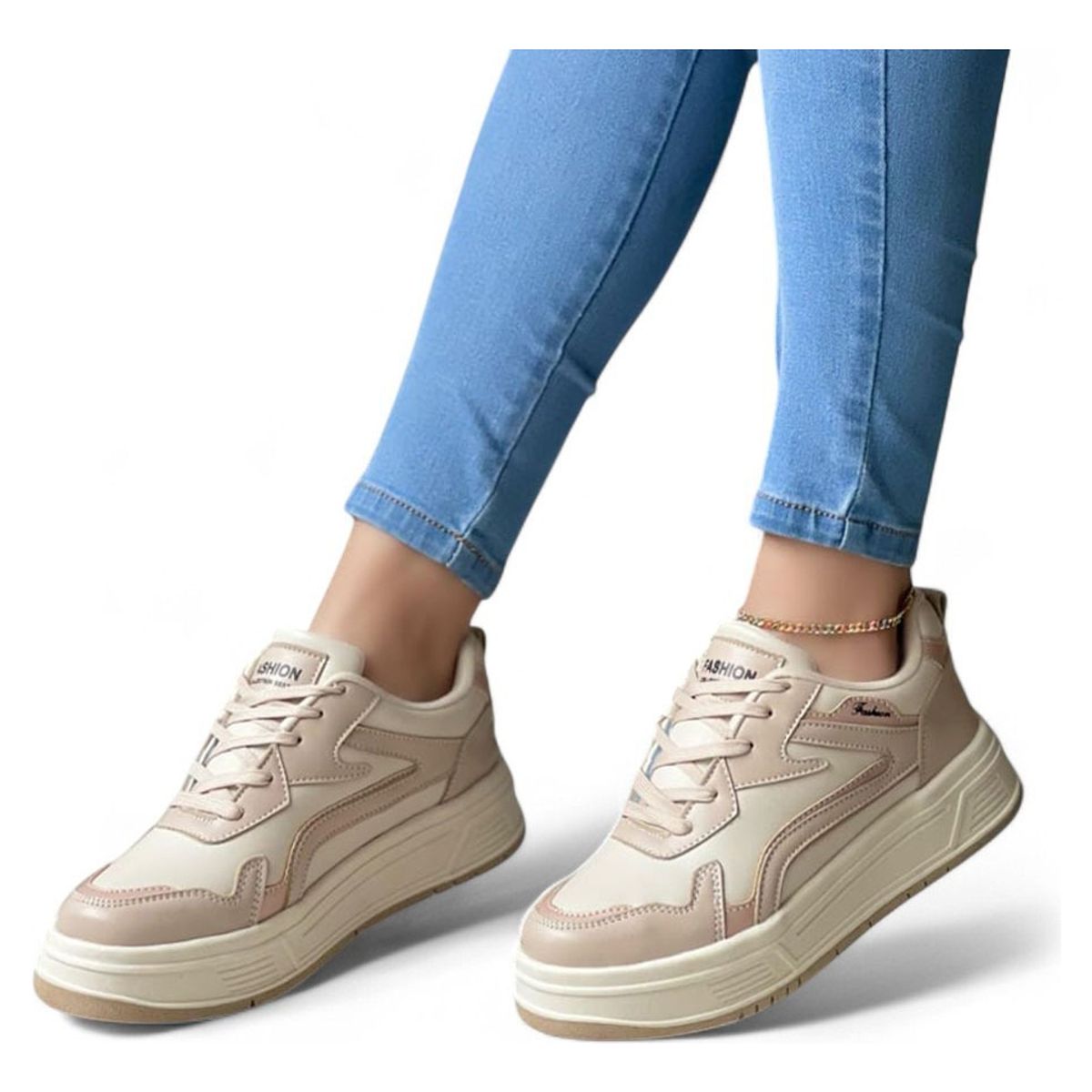 GENERICO - Zapatilla Mujer Rayo Casual 2086L-48 Color Beige