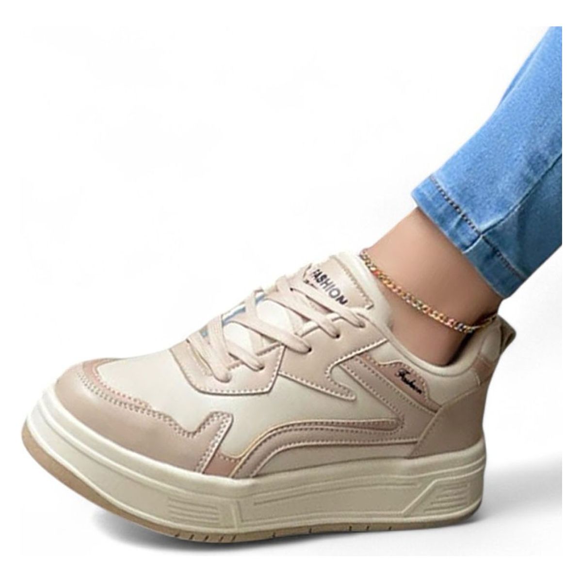 GENERICO - Zapatilla Mujer Rayo Casual 2086L-48 Color Beige