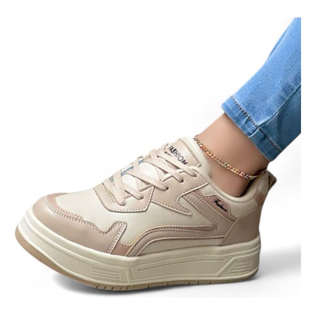 GENERICO - Zapatilla Mujer Rayo Casual 2086L-48 Color Beige