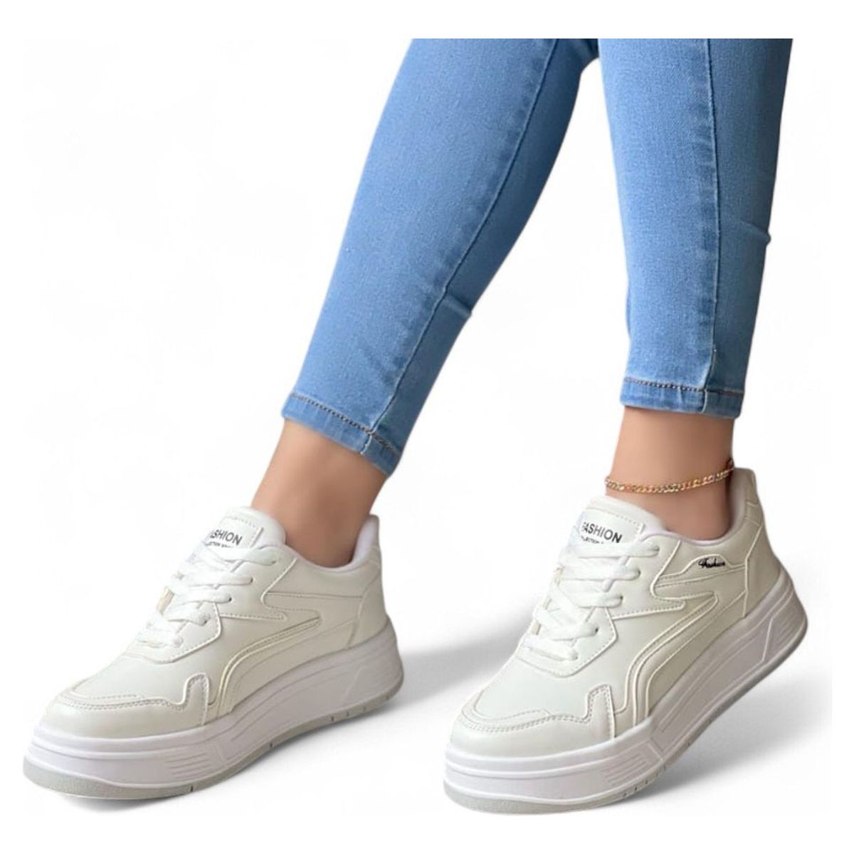 GENERICO - Zapatilla Mujer Rayo Casual 2086L-48 Color Blanco