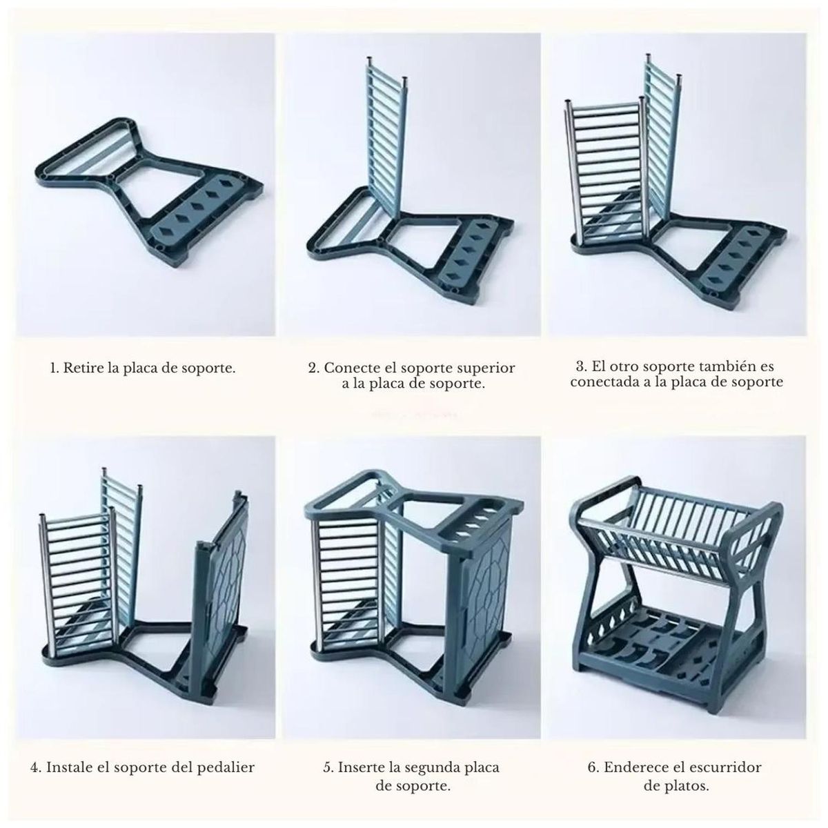 GENERICO - Escurridor de Platos Vajilla 2 Niveles con Soporte para Cubiertos Azul