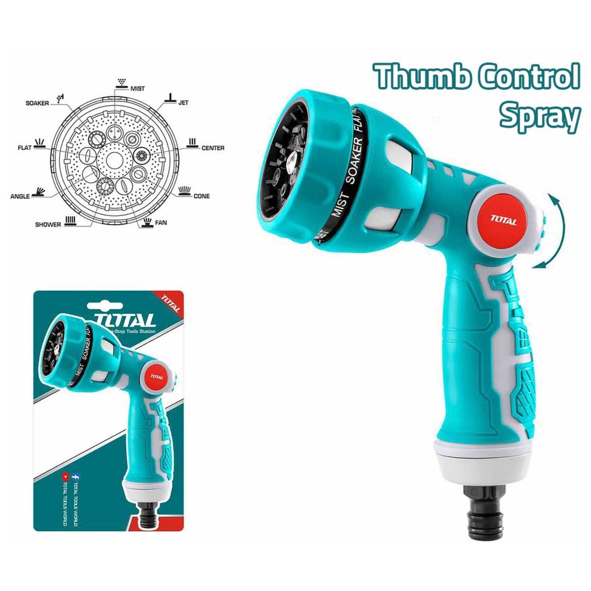 TOTAL TOOLS - Manguera para hidrolavadora, conectores prémium, 10m REFORZADA 3 CAPAS