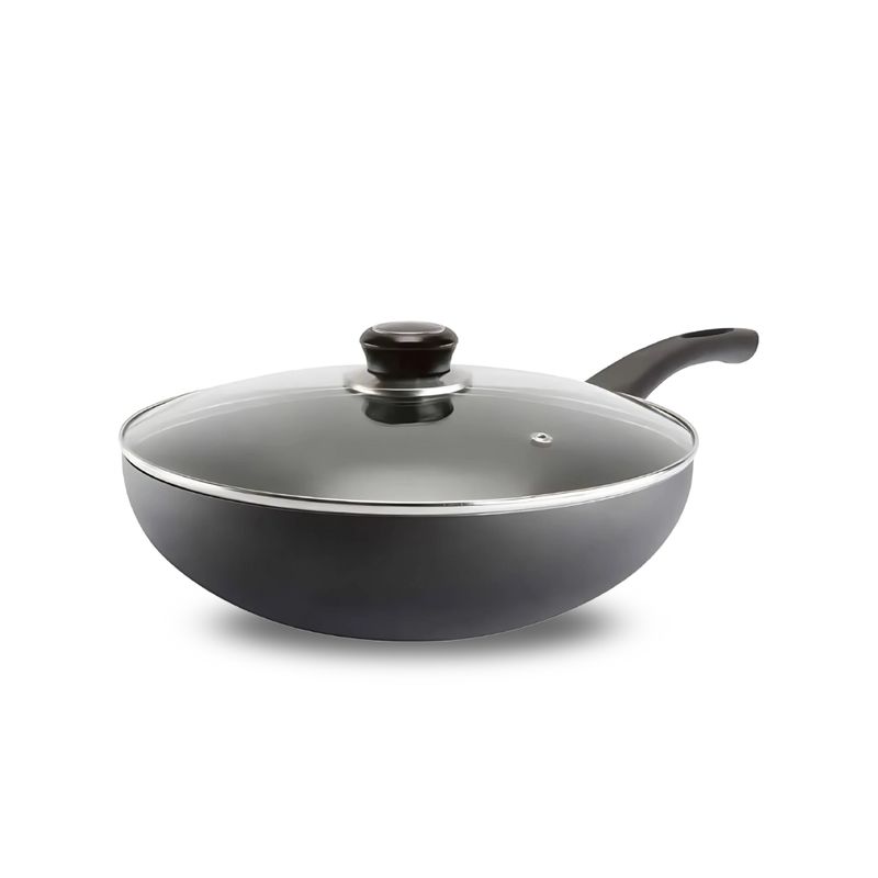 RECORD - Sarten Wok Antiadherente RECORD de 26 cm Con Tapa Negro