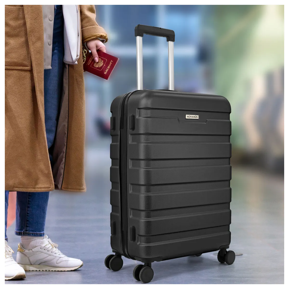 NOVAHUS - Set Maletas Rígidas Danubio S-M-L Negro