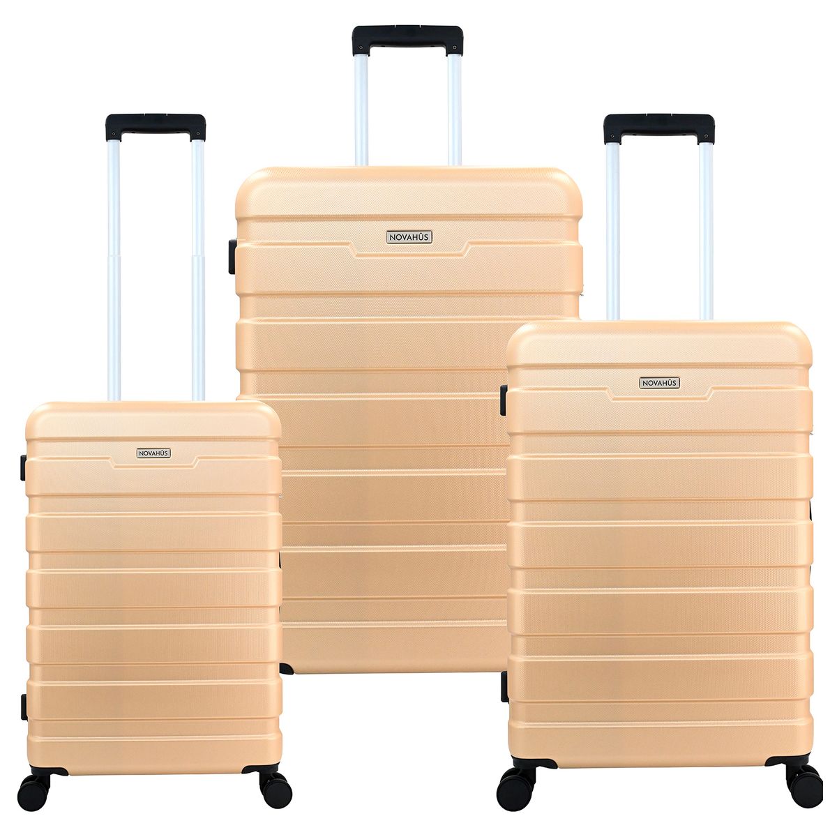 NOVAHUS - Set Maletas Rígidas Danubio S-M-L Dorado