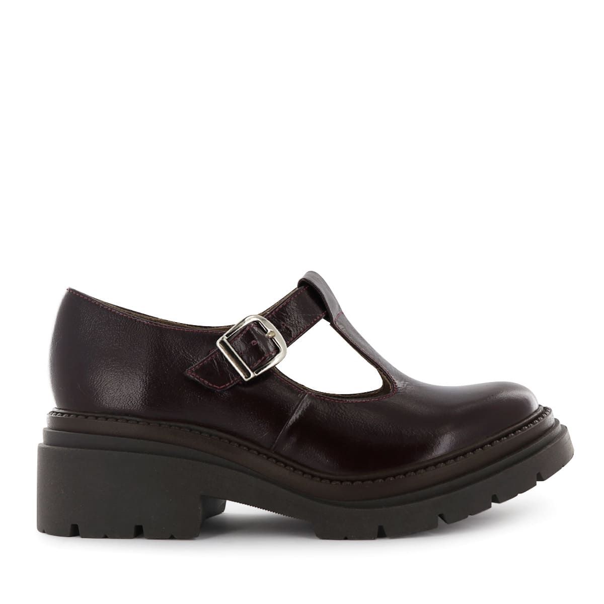 Ecco - Zapatos T-Strap Mujer Camille04 Guinda Cuero