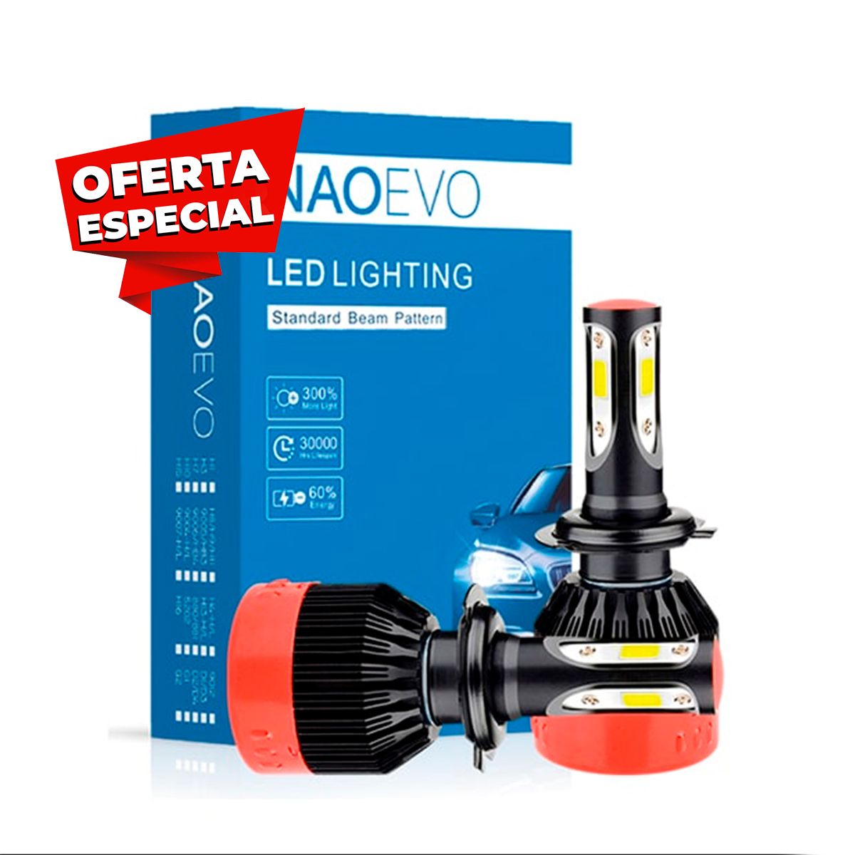 NAOEVO - Foco Led Serie K2 Base 9012 9000LM NAOEVO