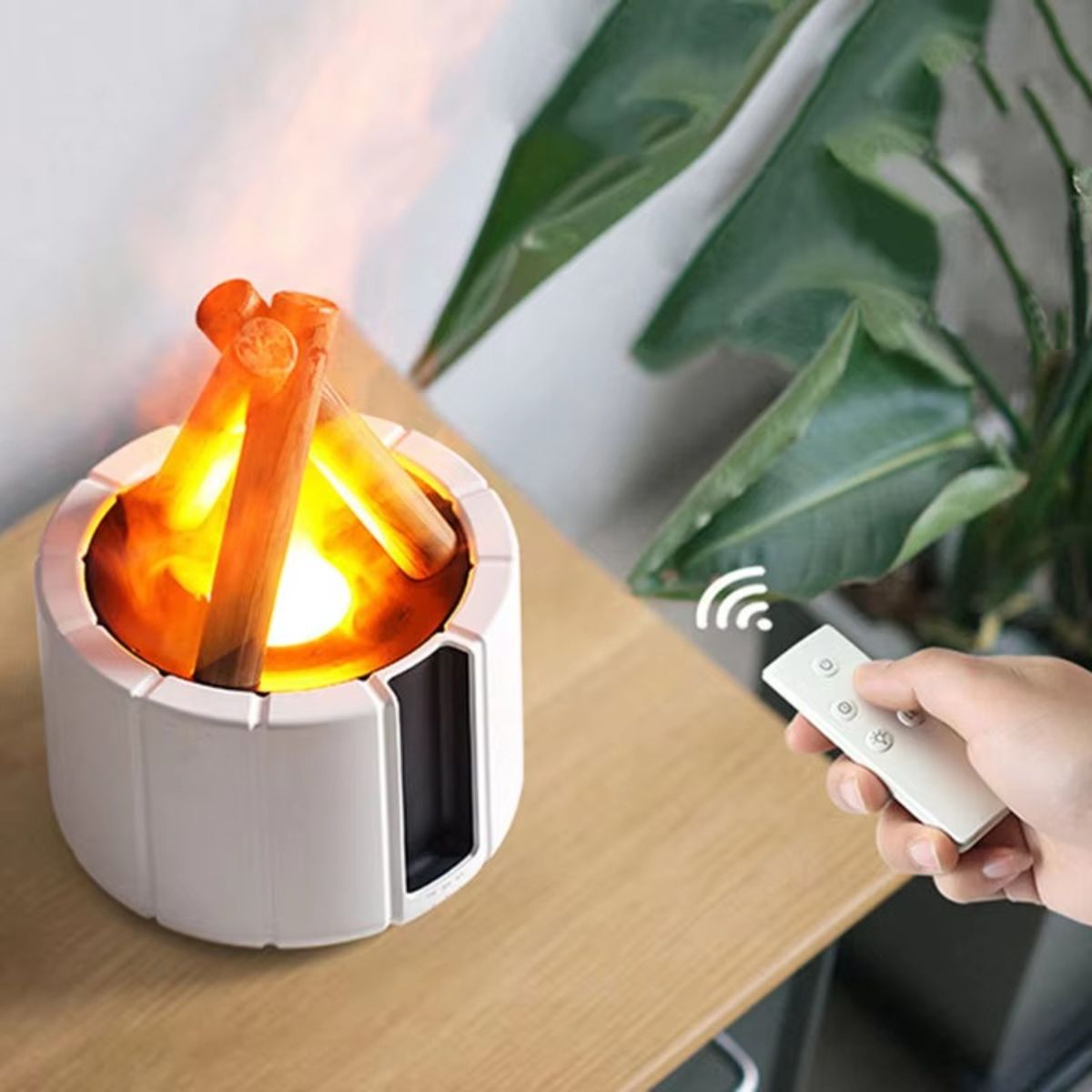 ELMEJORPRECIO - Humidificador con Efecto Fuego y Control Modelo Bonfire Blanco