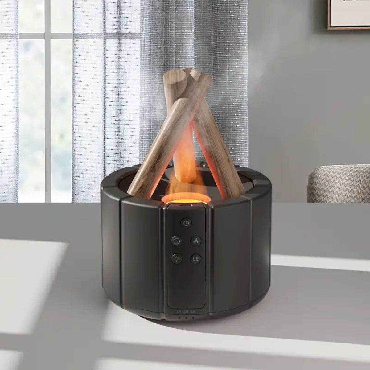 ELMEJORPRECIO - Humidificador con Efecto Fuego y Control Modelo Bonfire Negro
