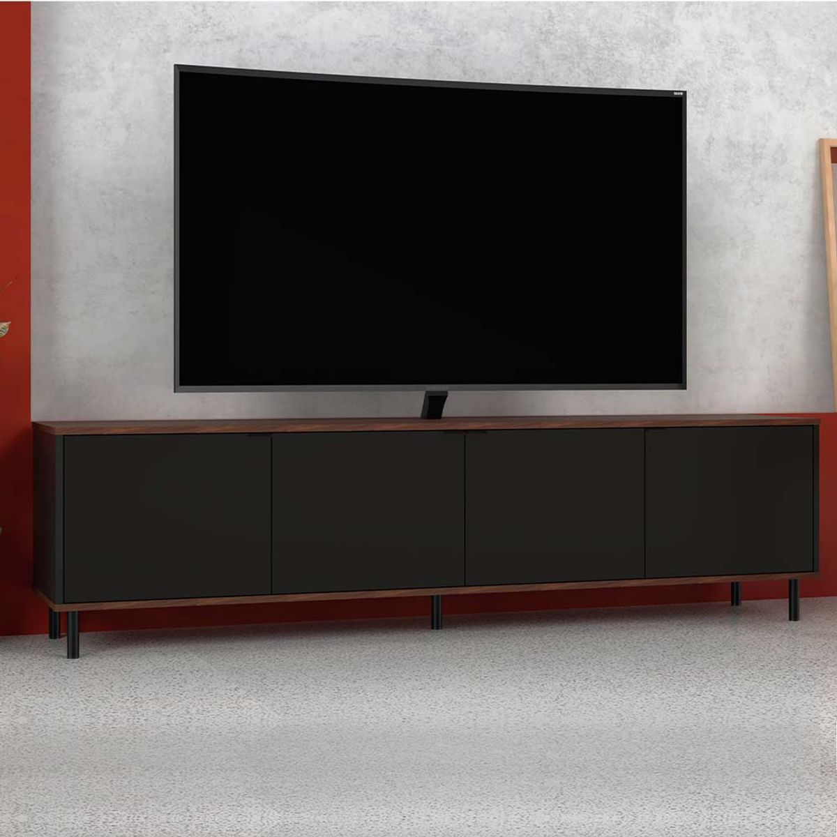 BRV MOVEIS - Stand TV 49x183x38cm Marrón Negro