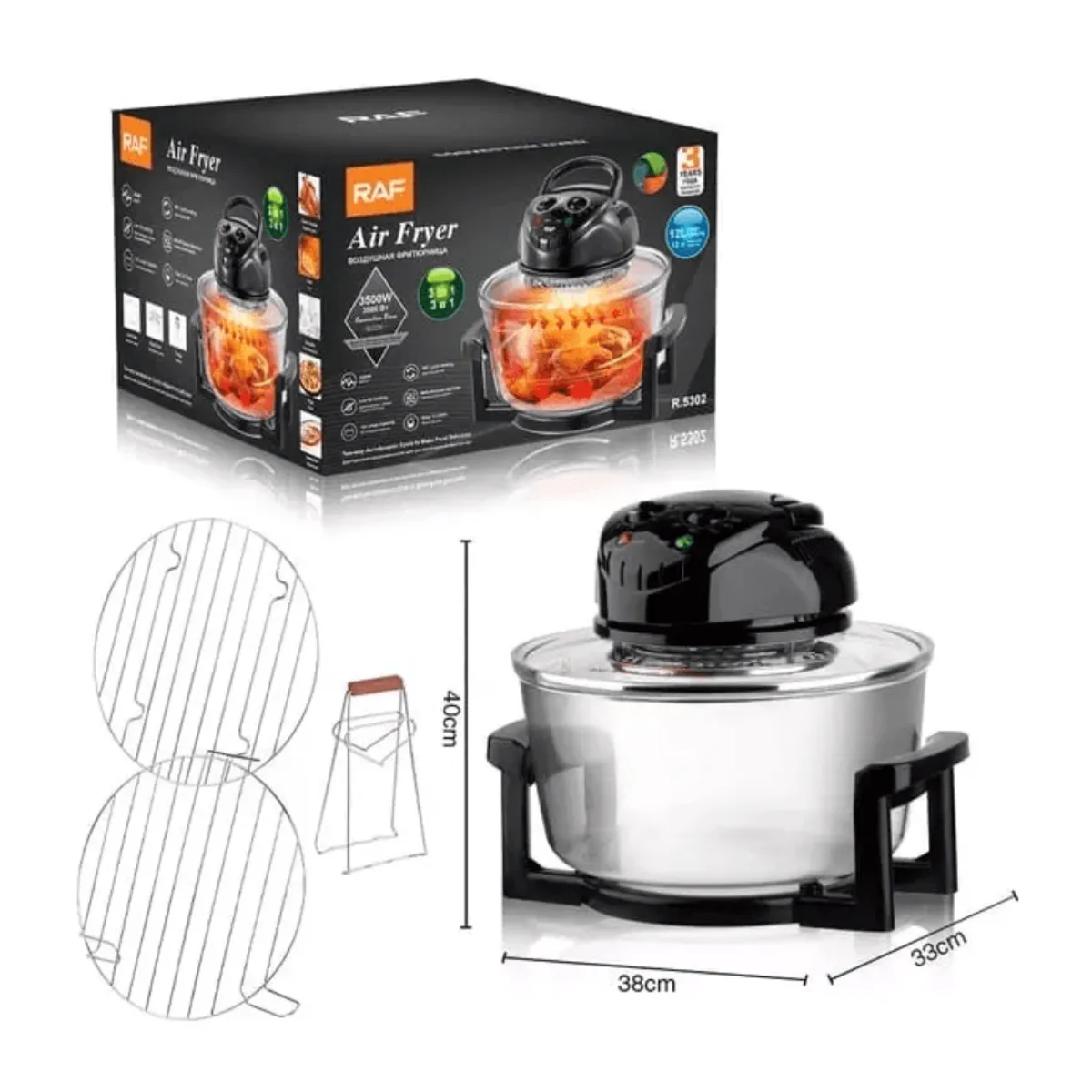 RAFF - FREIDORA DE AIRE DE 12 LITROS RAF MODELO R.5320