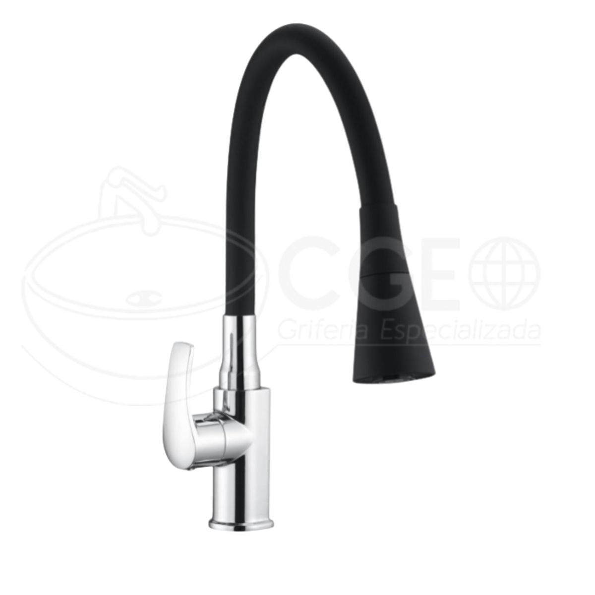 GENERICO - LLAVE DE COCINA PICO FLEXIBLE AL MUEBLE NEGRO 5304FX-BK
