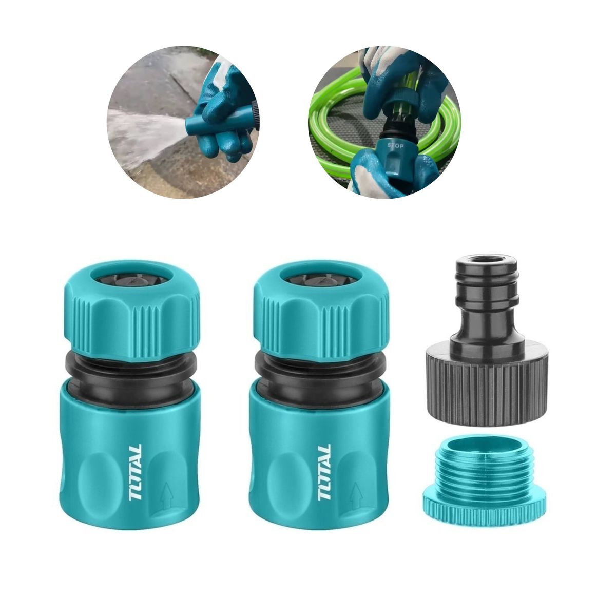 TOTAL TOOLS - conectores rápido para hidrolavadora,  manguera de riego conector click