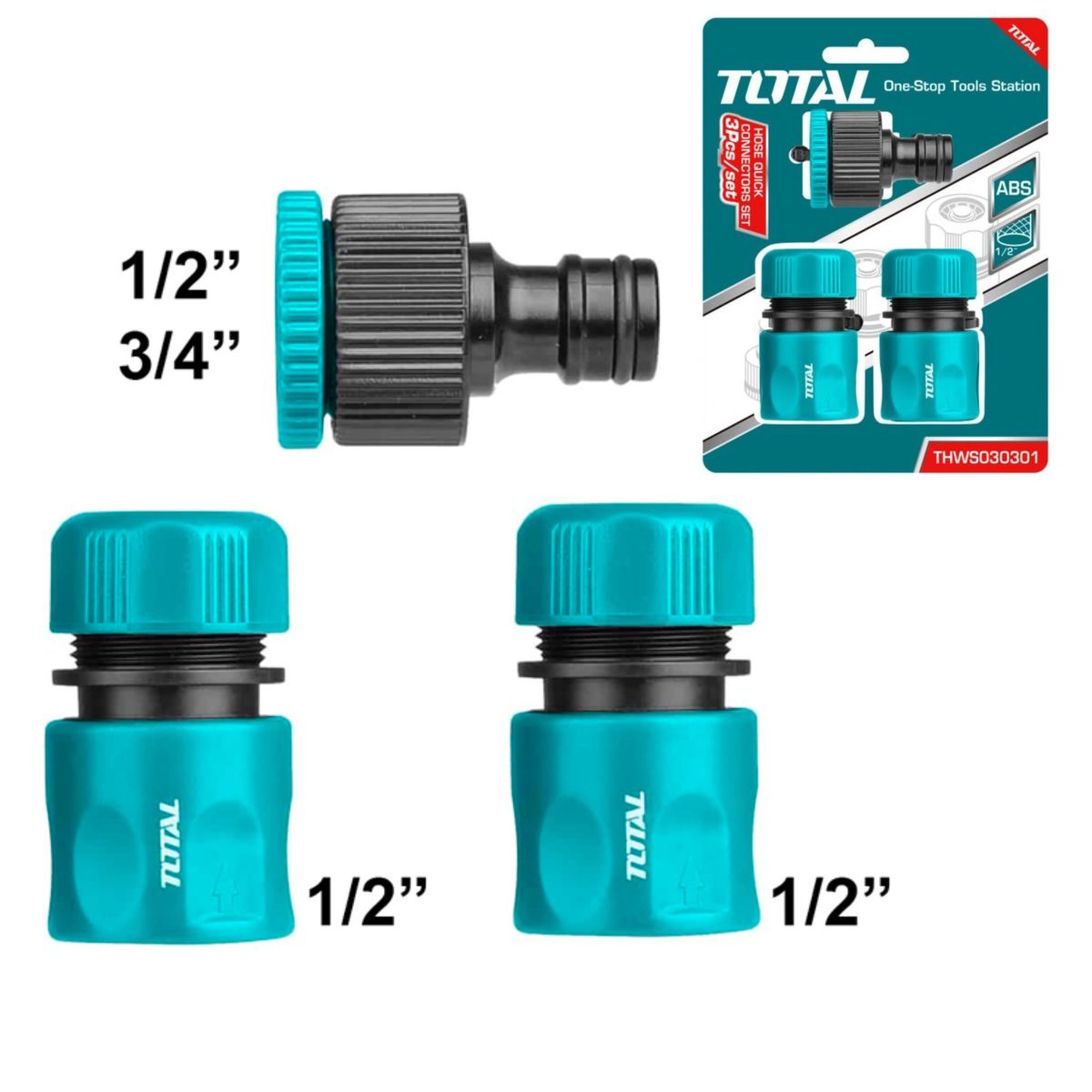 TOTAL TOOLS - conectores rápido para hidrolavadora,  manguera de riego conector click