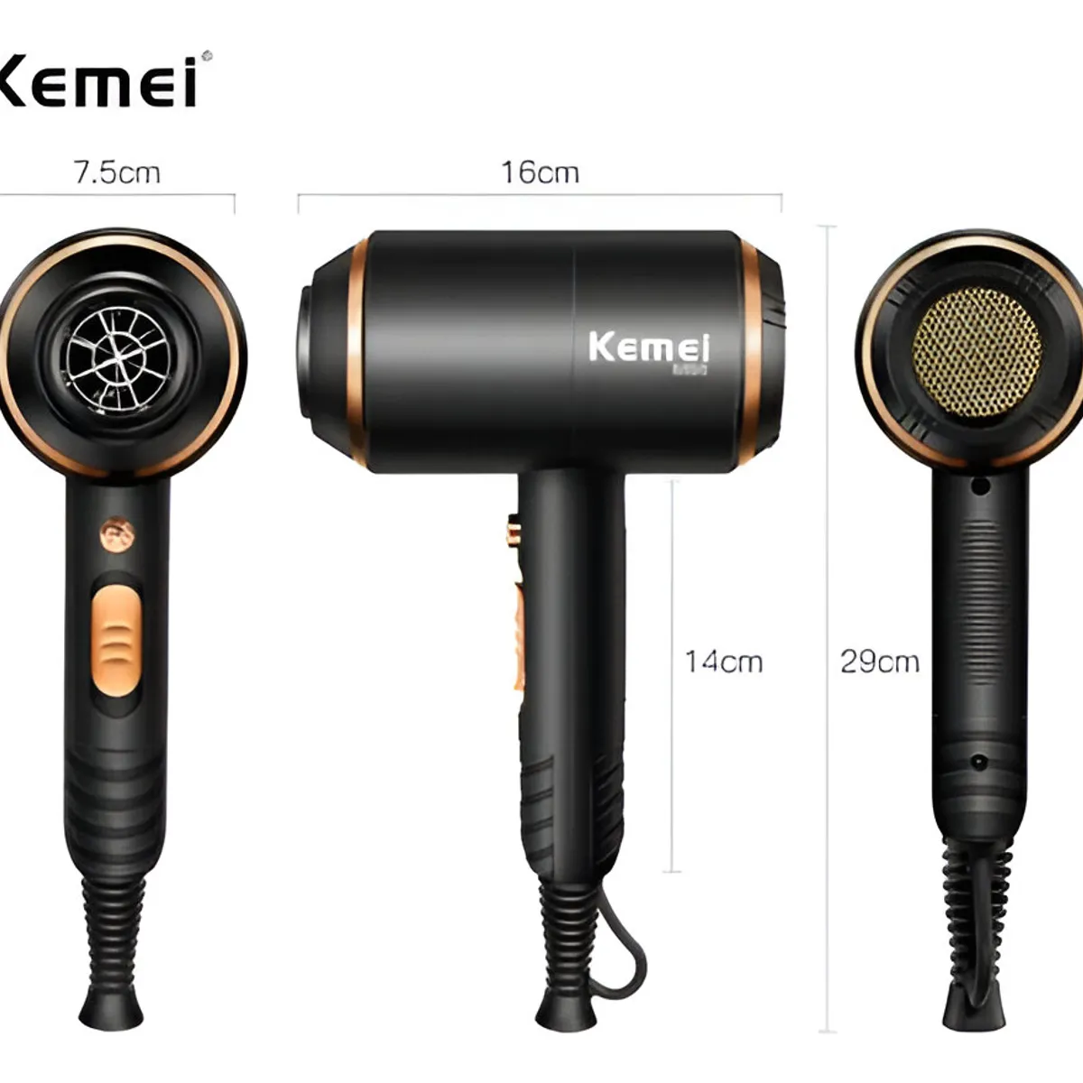 KEMEI - Secadora De Cabello Profesional Kemey Km-8896 Energia Eolica