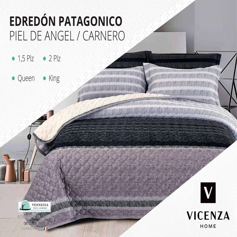 VENEZIA - Set de Edredón King Patagonico Piel de Angel C/ Carnero de 5 Piezas