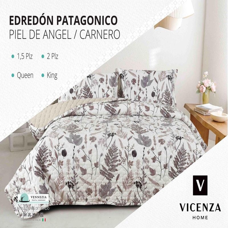 VENEZIA - Set de Edredón 2pz Patagonico Piel de Angel C/ Carnero de 5 Piezas