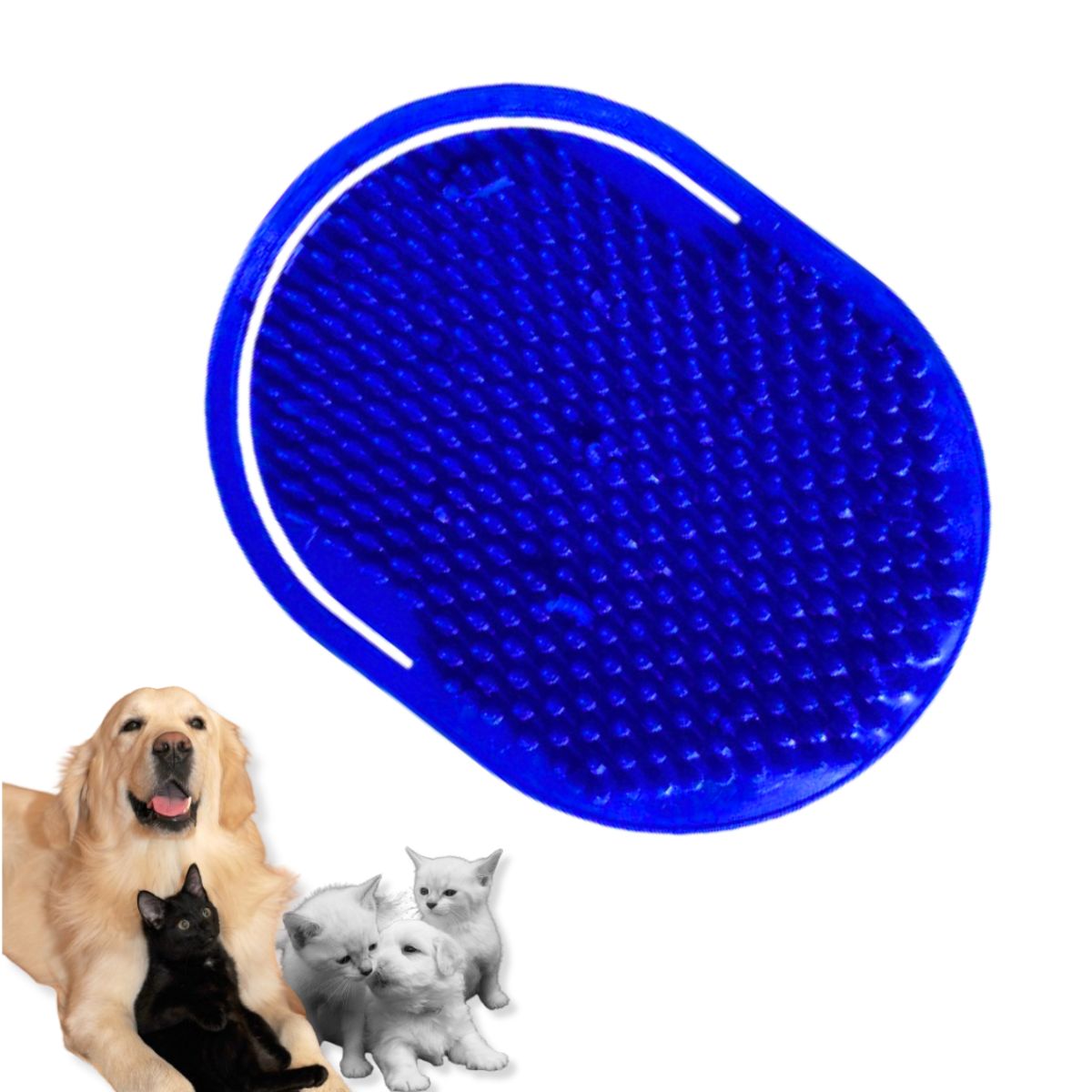GENERICO - CEPILLO PARA MASCOTAS - MASAJE Y BAÑO AZULINO