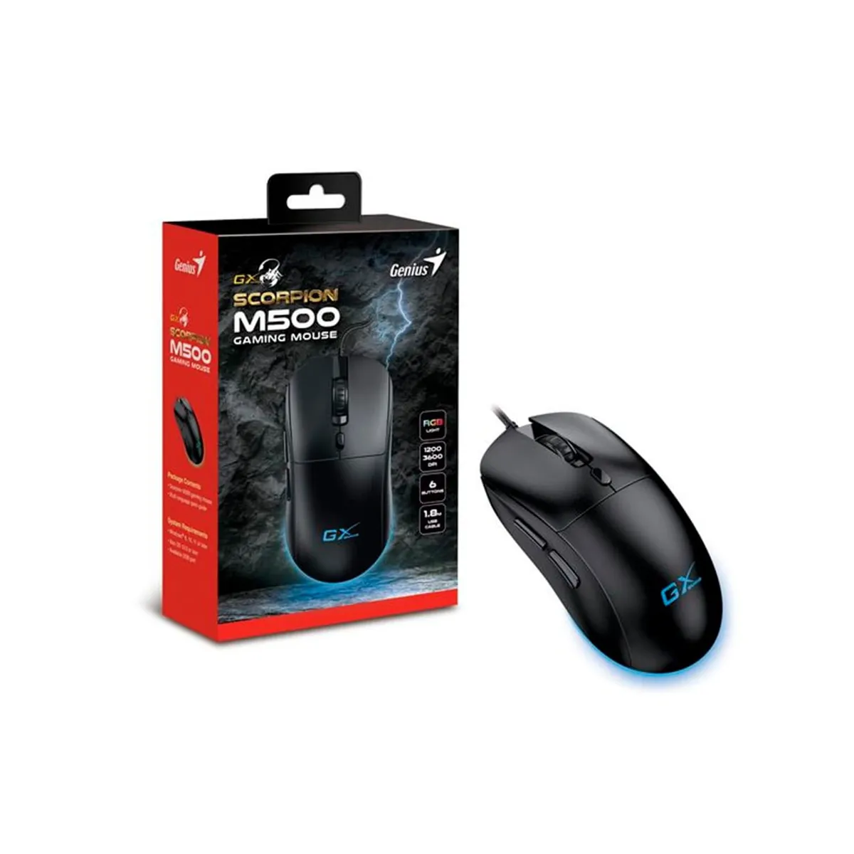 GENIUS GX - MOUSE GENIUS GX SCORPION M500 3600 DPI 6-BOT RGB BLACK