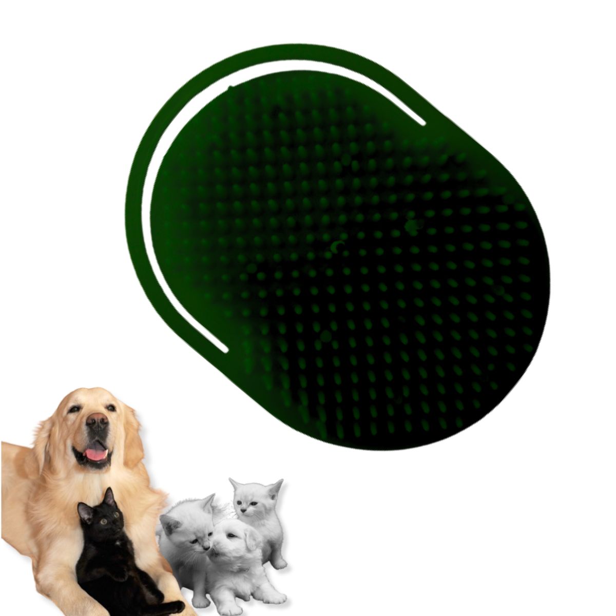 GENERICO - CEPILLO PARA MASCOTAS - MASAJE Y BAÑO NEGRO