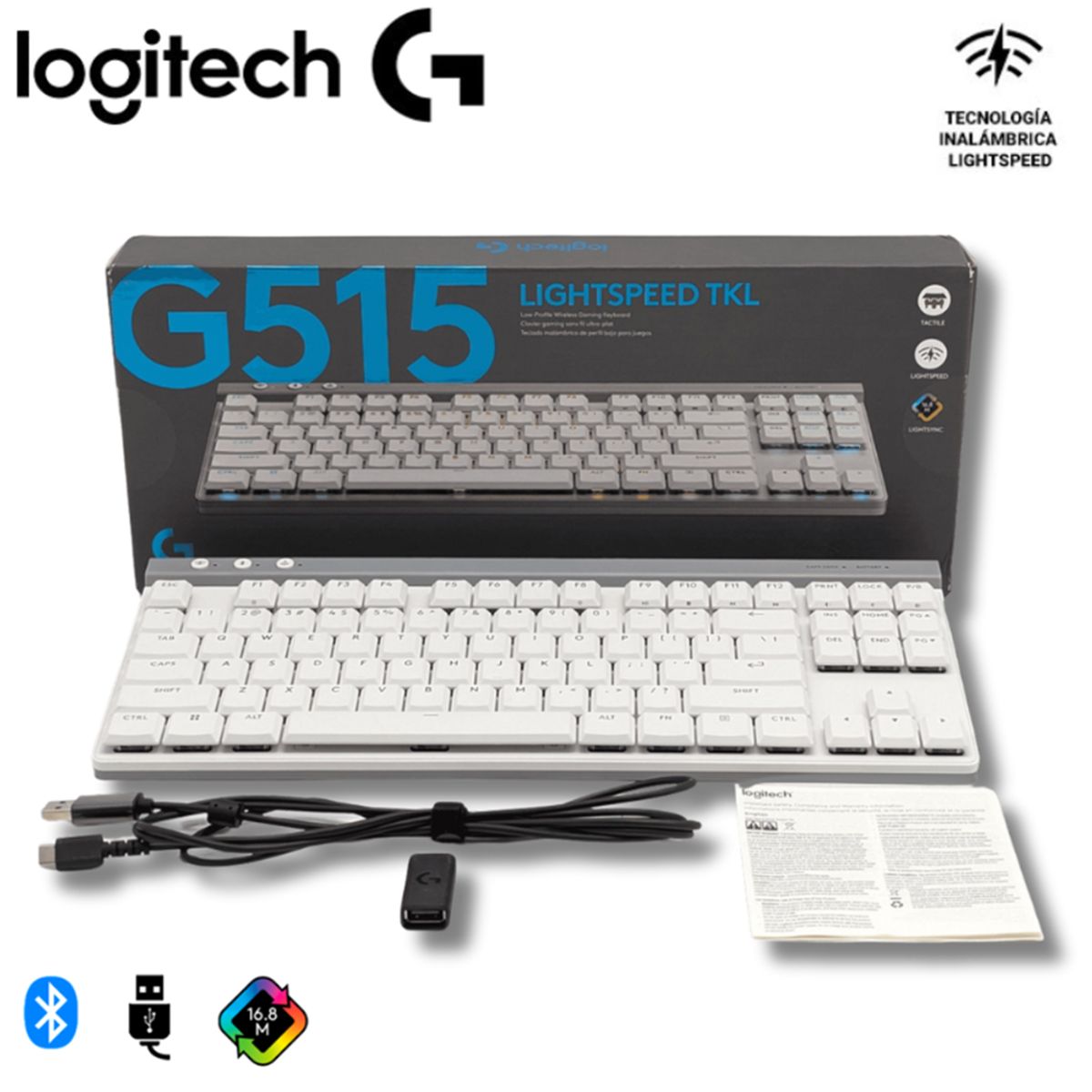 LOGITECH - Teclado Logitech inalámbrico G515 TKL LIGHTSPEED/BT  LIGHTSYNC RGB