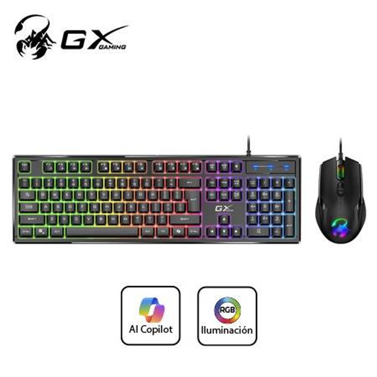 GENIUS GX - TECLADO GENIUS + MOUSE GX SCORPION KM-GX6 GAMING RGB 3200DPI BLACK