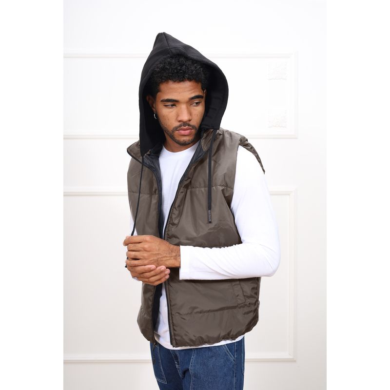 DM DEXMEN - Chaleco Dexmen Capucha Marrón
