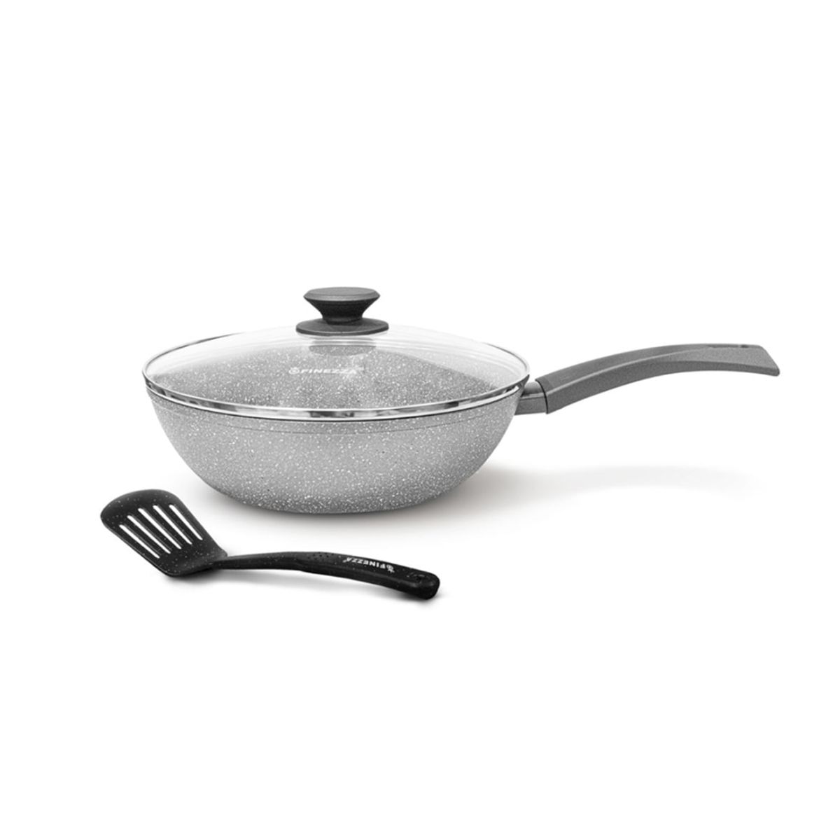 FINEZZA - Sarten Wok FINEZZA Ultragranito Antiadherente de 24 cm Plateado FZ-W324TM