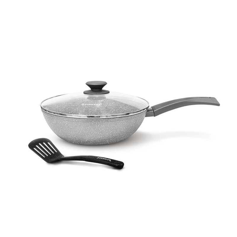 FINEZZA - Sarten Wok FINEZZA Ultragranito Antiadherente de 24 cm Plateado FZ-W324TM