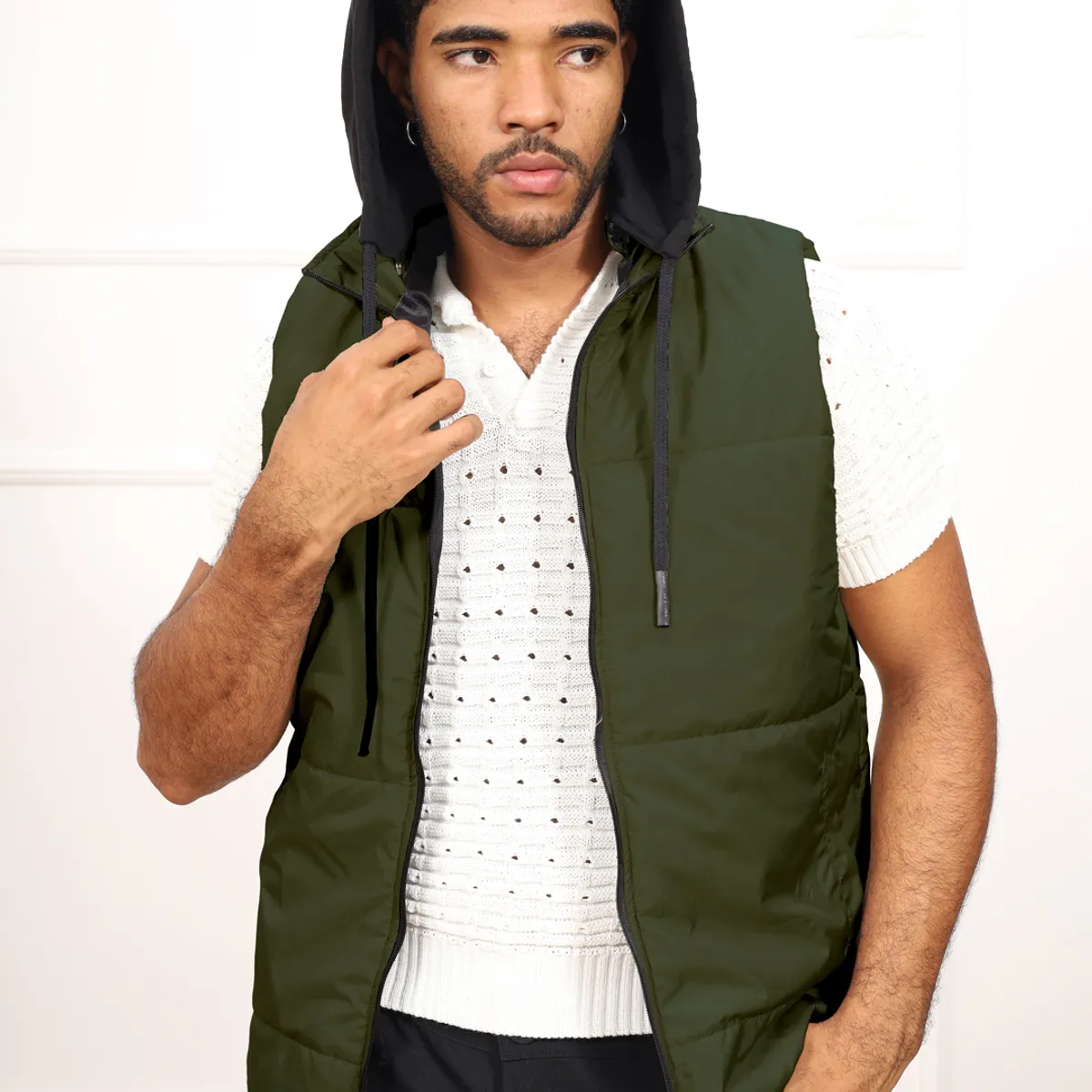 DM DEXMEN - Chaleco Dexmen Capucha Verde Militar