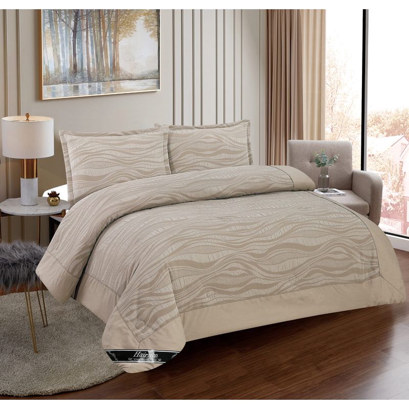 GENERICO - JUEGO DE CAMA ACOLCHADO 2 PLAZAS HAIRIFON - COLOR ARENA