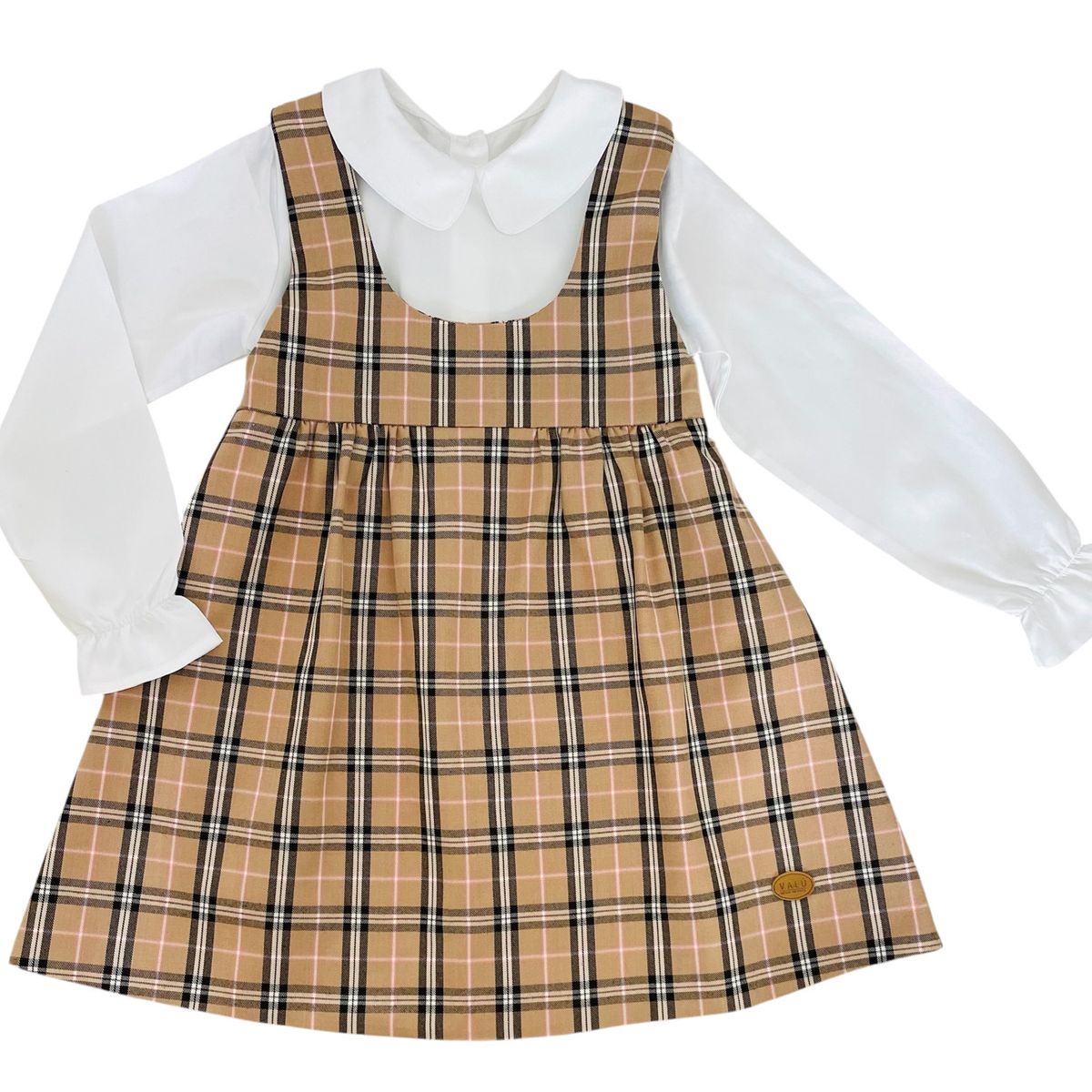VALU MODA INFANTIL - Jumper a cuadros y blusa blanca