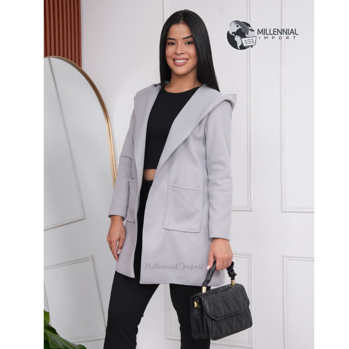 GENERICO - Capa Elegante para Mujer con Capucha y Bolsillos  Ideal para el Frío