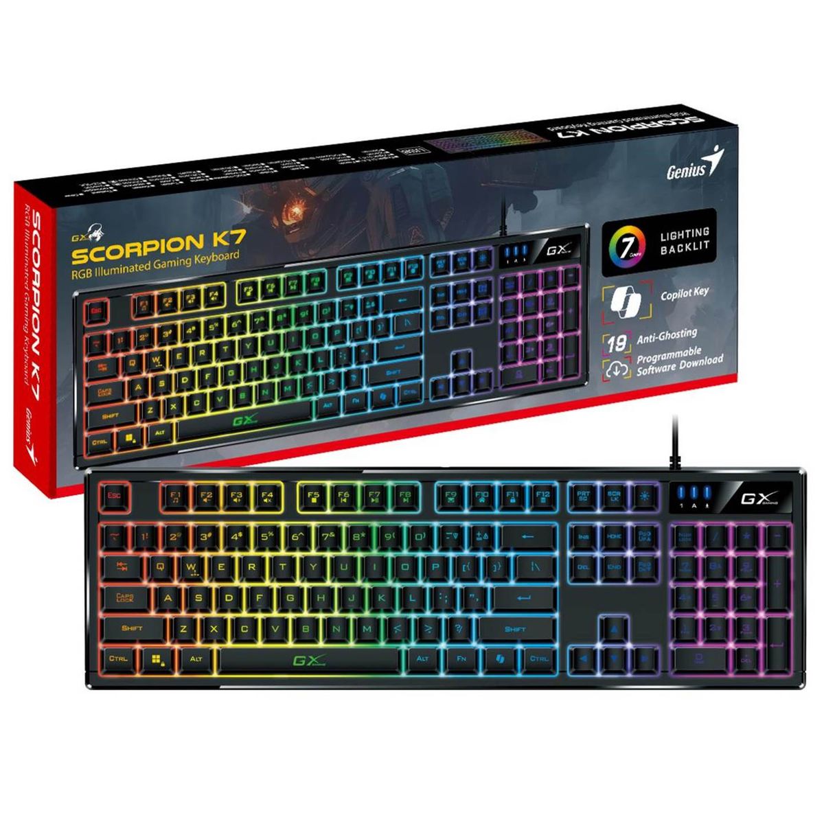 GENIUS GX - TECLADO GENIUS GX SCORPION K7 GAMING RGB USB SP BLACK