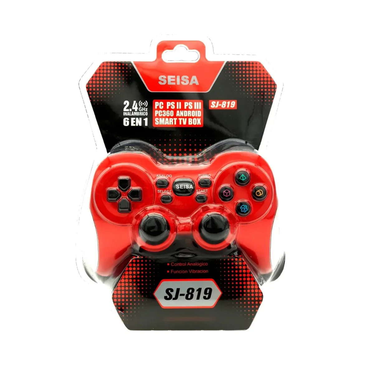 SEISA - Mando para Computadora Joystick Gamepad 6 en 1 Rojo