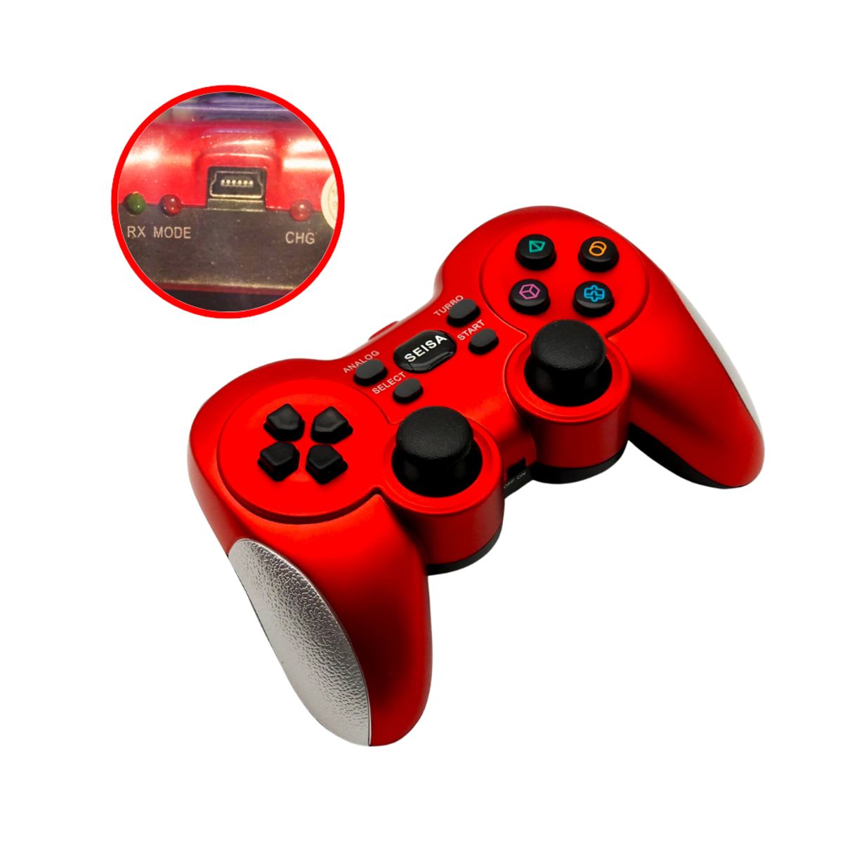 SEISA - Mando para Computadora Joystick Gamepad 6 en 1 Rojo