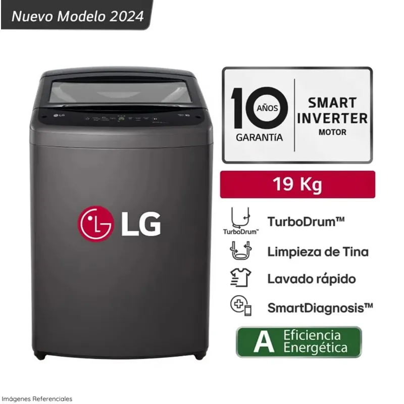 LG - Lavadora LG 19 Kg TurboDrum Carga Superior Negro WT19BVTB
