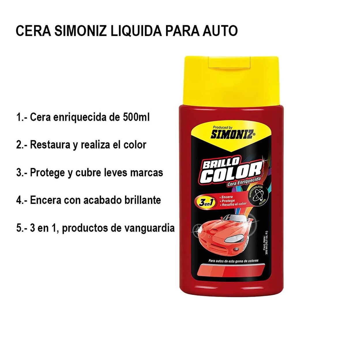 SIMONIZ - Cera Simoniz Líquida 500ML 3 En 1 Rojo